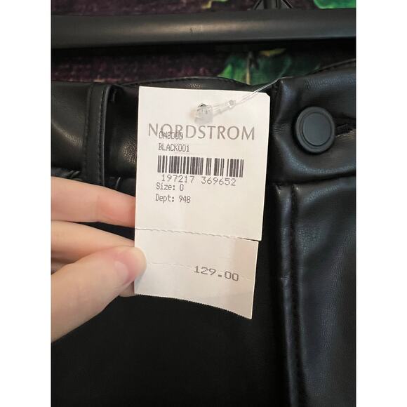 Good American Faux Leather Mini Skirt Short Black Pockets Minimalist Women 0 25 - Picture 5 of 7